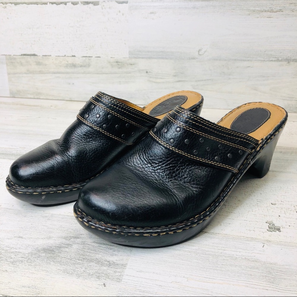 BOC Born Womens Leather Clogs Slip On Shoes Sz 10